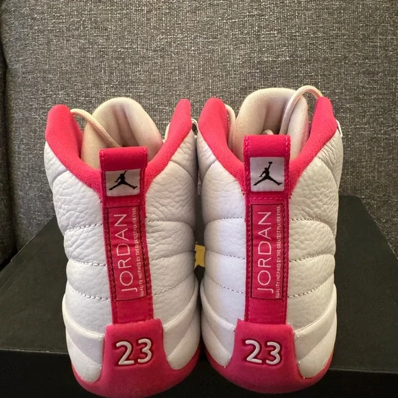 Jordan 12 Kids Sneakers White and Pink